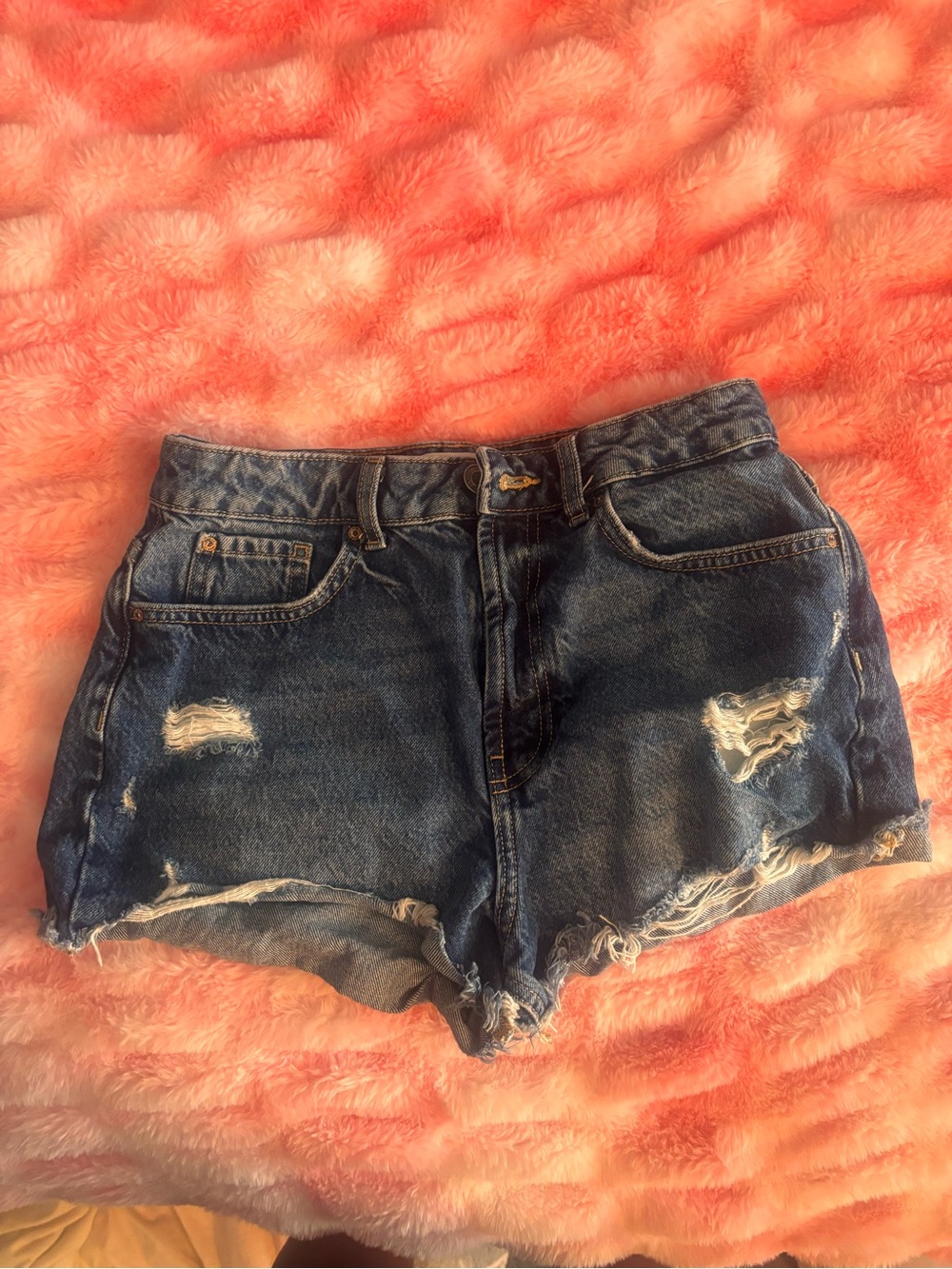 Primark Distressed Dark Blue Denim Cutoff Shorts